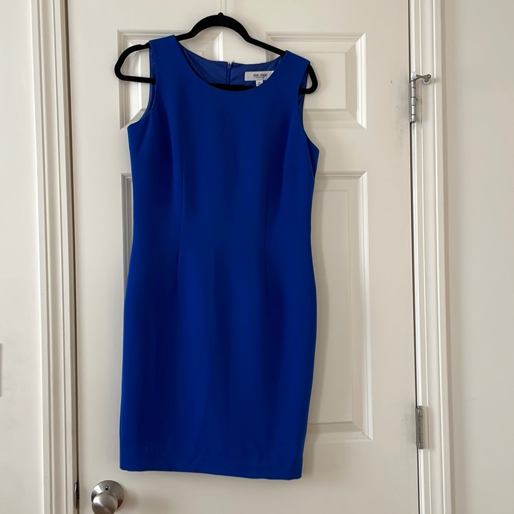 Royal blue dress.